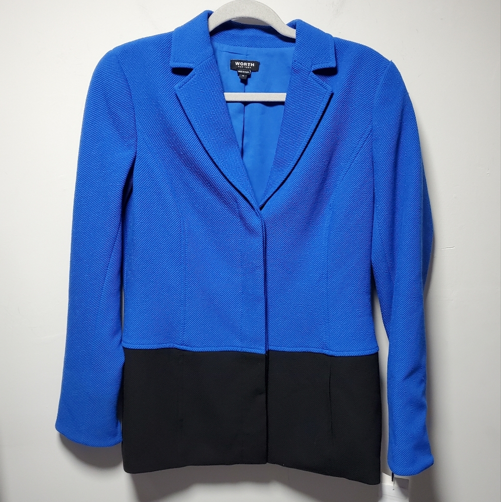 NWT Worth Blue Black Two-Tone Jacket Suit Blazer Size 4 Business Career Wear